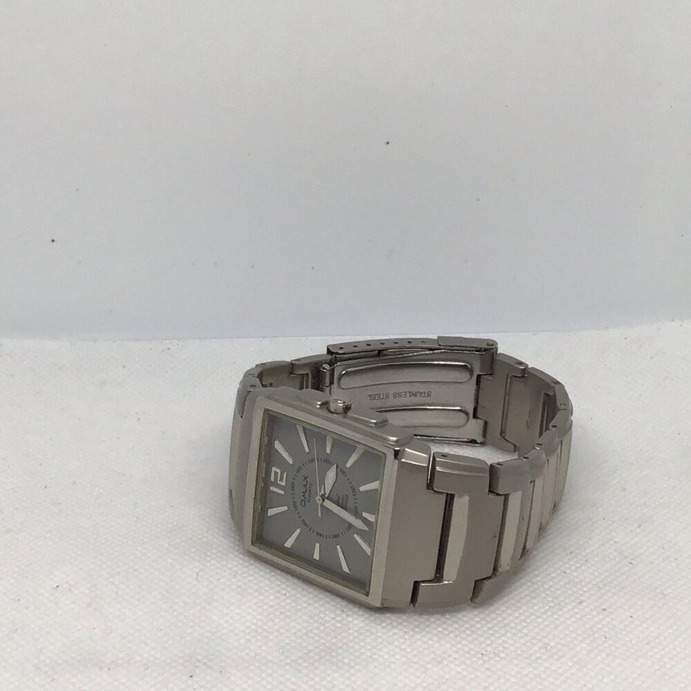 OMAX Crystal Quartz Men's Watch DBA193 Square Gray Dial Silver-Tone - Picture 12 of 15